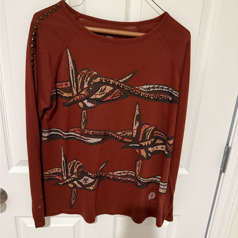 Double D Ranch Rust Long Sleeve Top